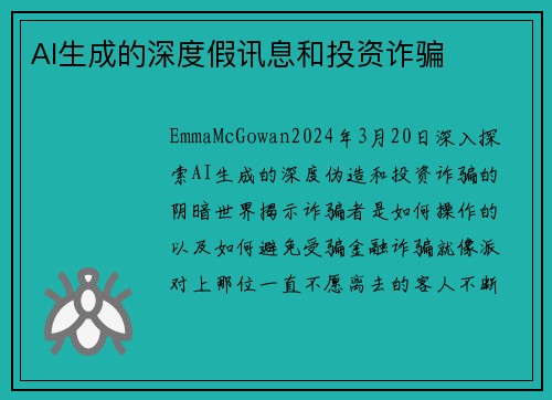 AI生成的深度假讯息和投资诈骗