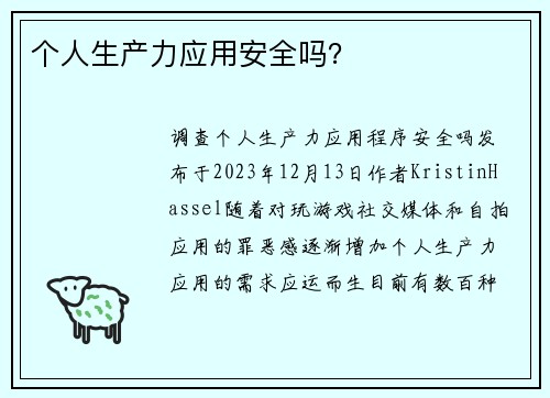 个人生产力应用安全吗？