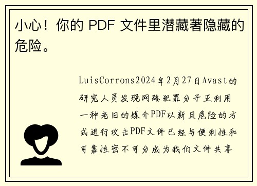 小心！你的 PDF 文件里潜藏著隐藏的危险。